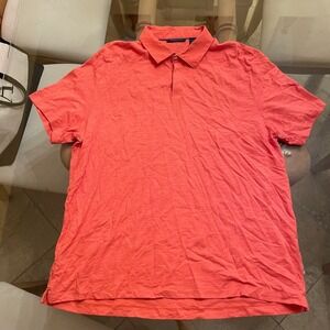 Perry Ellis Mens XXL Coral Red Short Sleeve Polo Shirt Casual Top